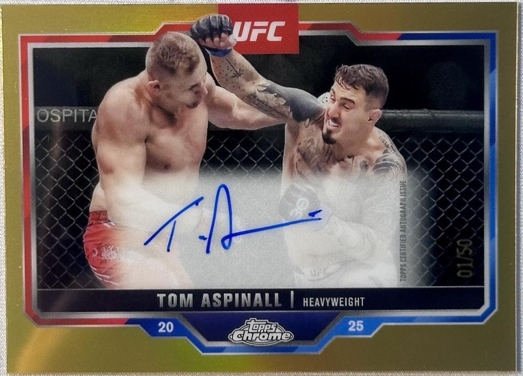 Tom Aspinall 2025 Topps Chrome UFC Chrome Veteran Autographs #CVA-TA Gold Refractor