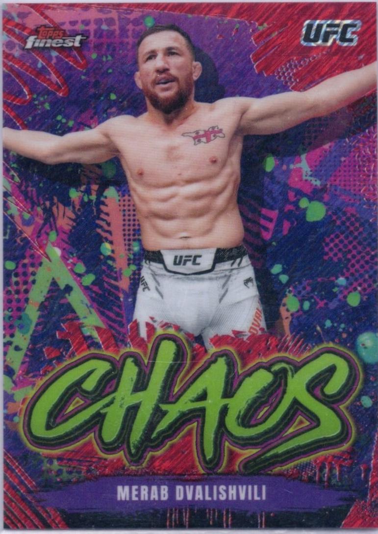 Merab Dvalishvili 2024 Topps Finest UFC Chaos #CHA-9 Red Shimmer Refractor