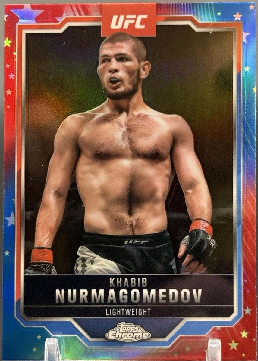 Khabib Nurmagomedov 2025 Topps Chrome UFC Base #36 Red White Blue Refractor