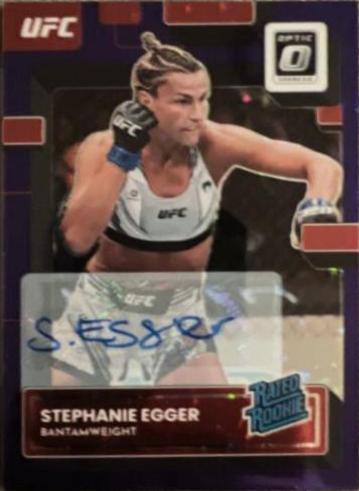 Stephanie Egger 2023 Panini Donruss Optic UFC Base Rated Rookies Signatures #125 Purple Stars