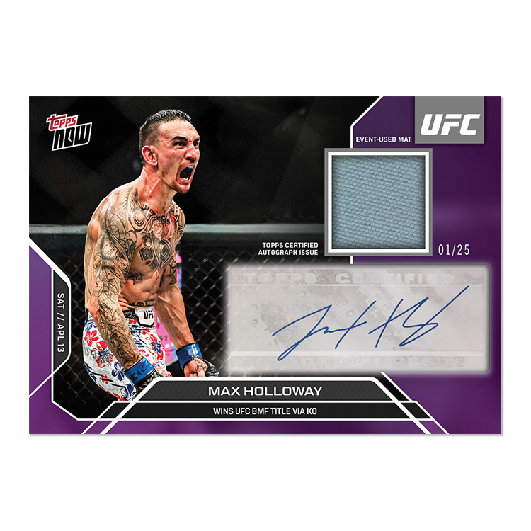 Max Holloway Topps Now UFC Sticker Autograph Relics #2 Purple