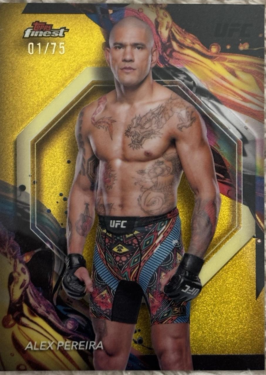 Alex Pereira 2024 Topps Finest UFC Base Uncommon #101 Yellow Glitter Refractor