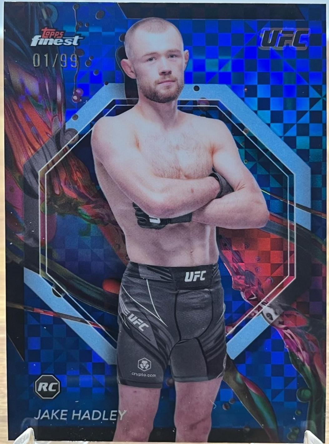 Jake Hadley 2024 Topps Finest UFC Base Common #91 Blue Checkerboard Refractor