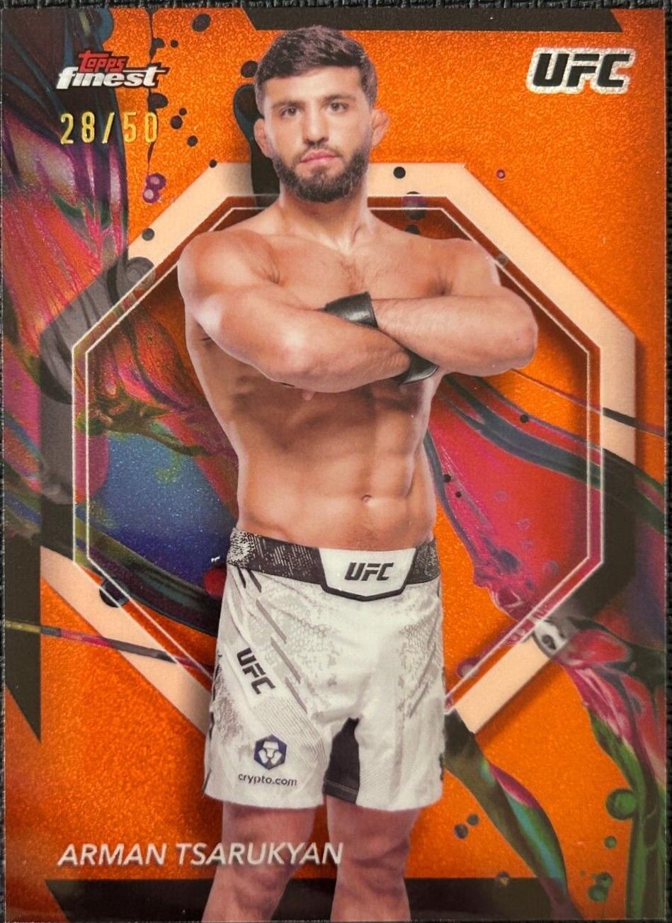 Arman Tsarukyan 2024 Topps Finest UFC Base Common #92 Tangerine Glitter Refractor