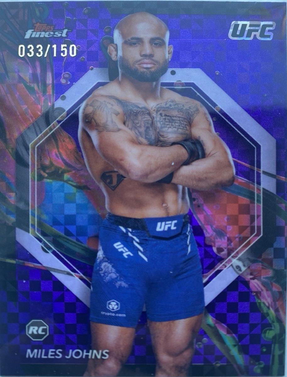 Miles Johns 2024 Topps Finest UFC Base Common #3 Purple Checkerboard Refractor