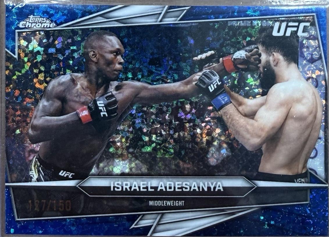 Israel Adesanya 2026 Topps Chrome UFC Base #197 Blue Refractor