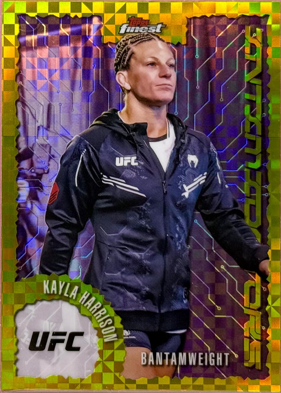 Kayla Harrison 2025 Topps Finest UFC Intimidators #IT-5 Checkerboard Refractor