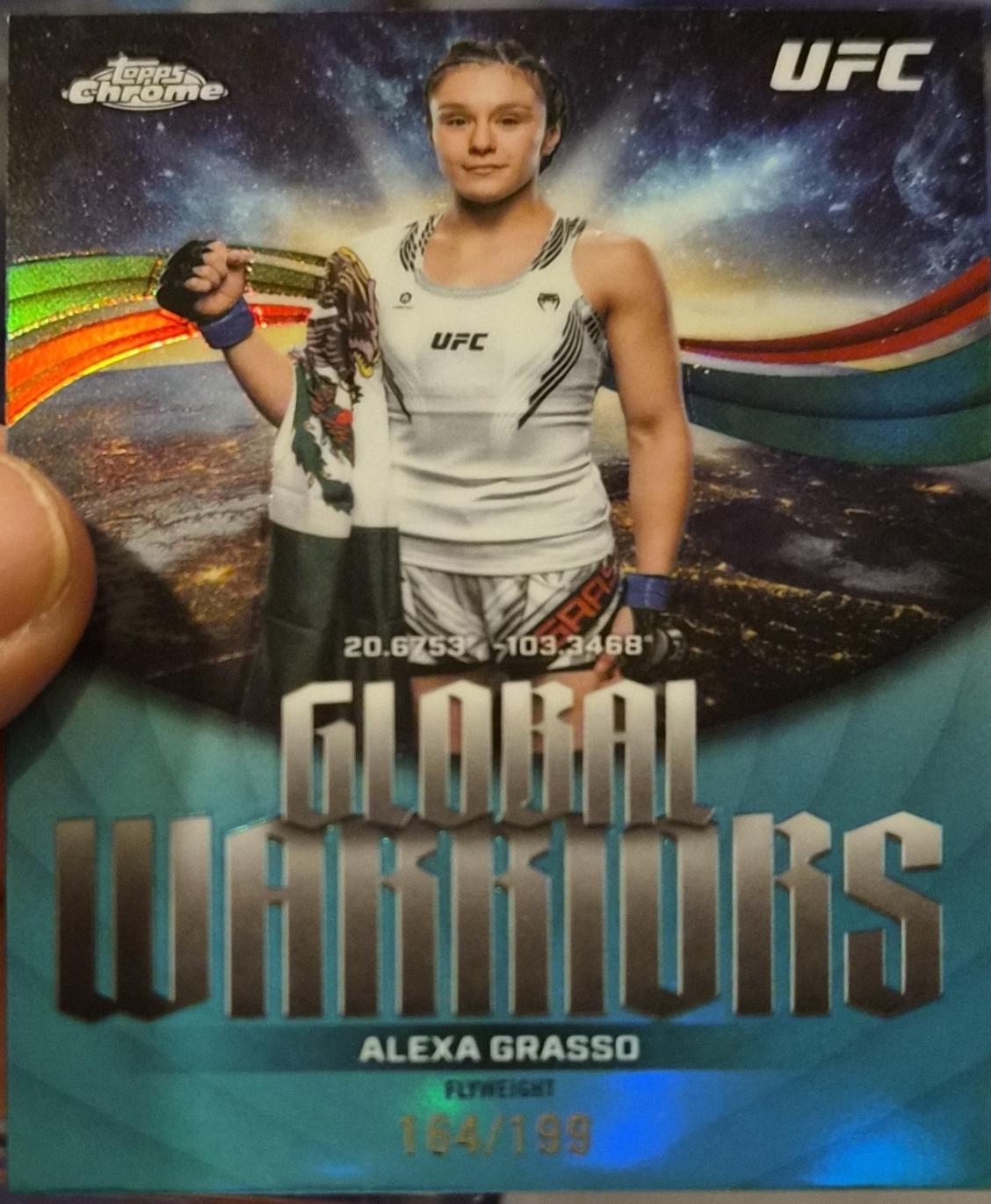 Alexa Grasso 2026 Topps Chrome UFC Global Warriors #GW-15 Aqua Refractor
