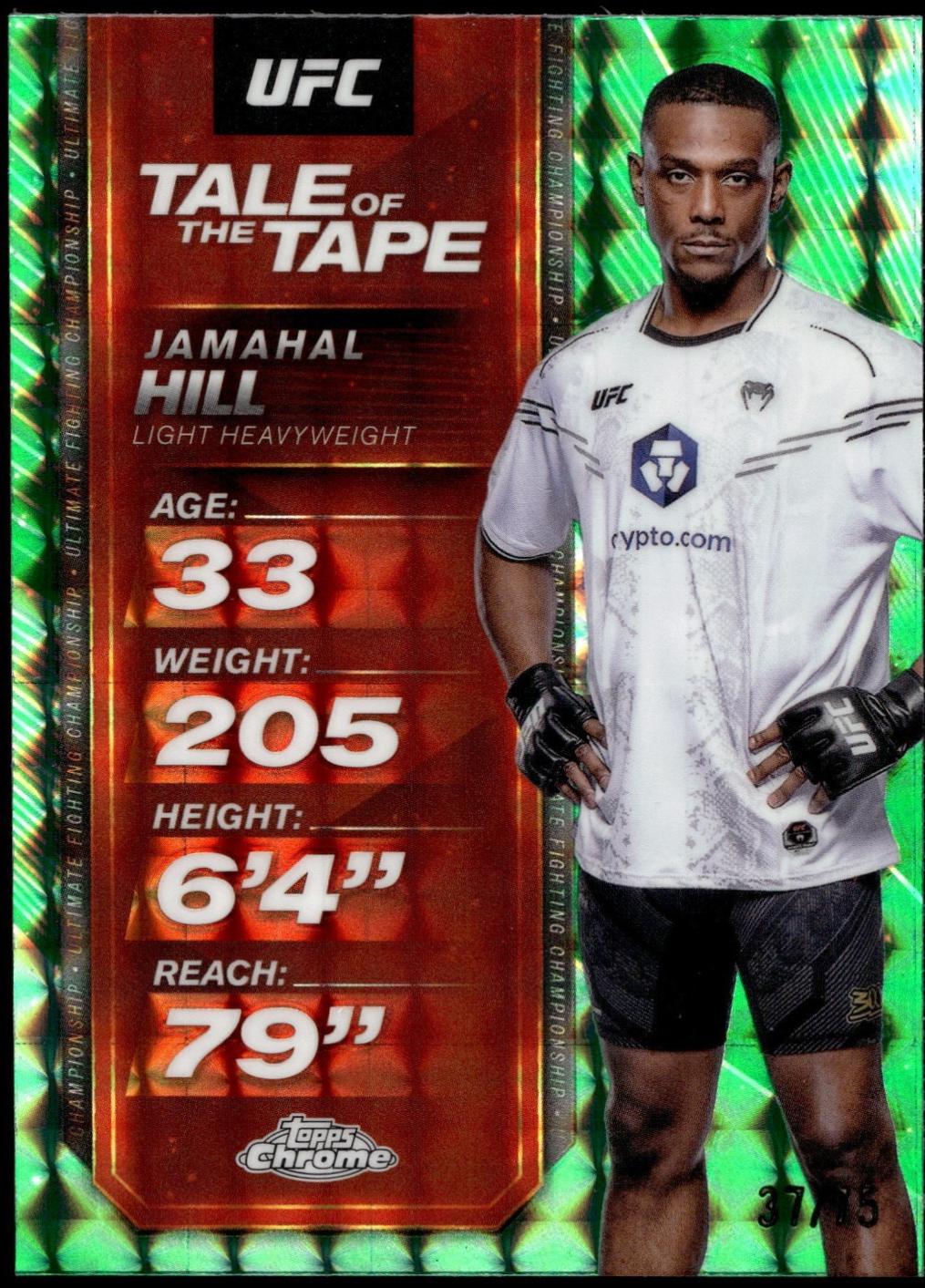 Jamahal Hill 2025 Topps Chrome UFC Tale of the Tape #TTT-2 Geometric Green Refractor