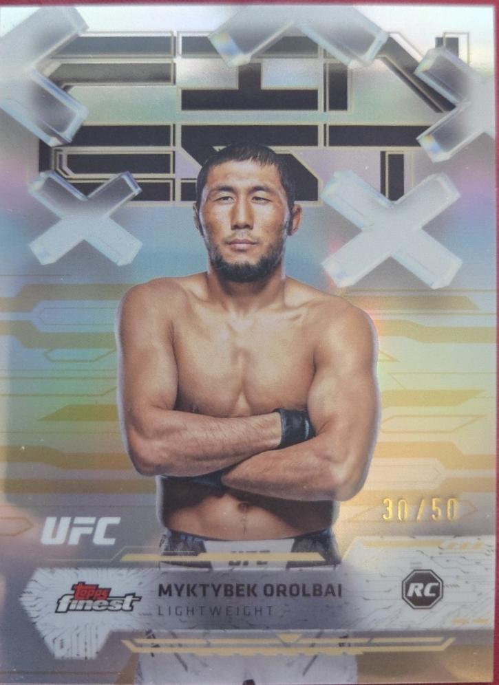 Myktybek Orolbai 2025 Topps Finest UFC Base Common #57 Gold Refractor