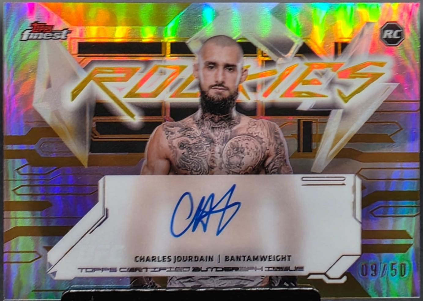 Charles Jourdain 2025 Topps Finest UFC Finest Rookie Autographs #FRA-CJ Gold Refractor