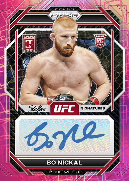 Bo Nickal 2023 Panini Blockchain Prizm UFC — Physical Counterparts Stellar Signatures #UFC-BO Pink Lazer
