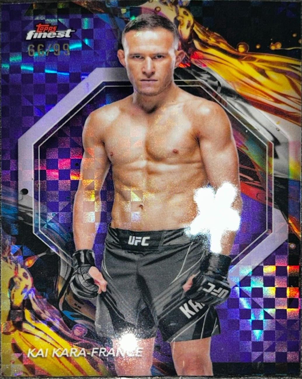 Kai Kara-France 2024 Topps Finest UFC Base Uncommon #103 Purple Checkerboard Refractor