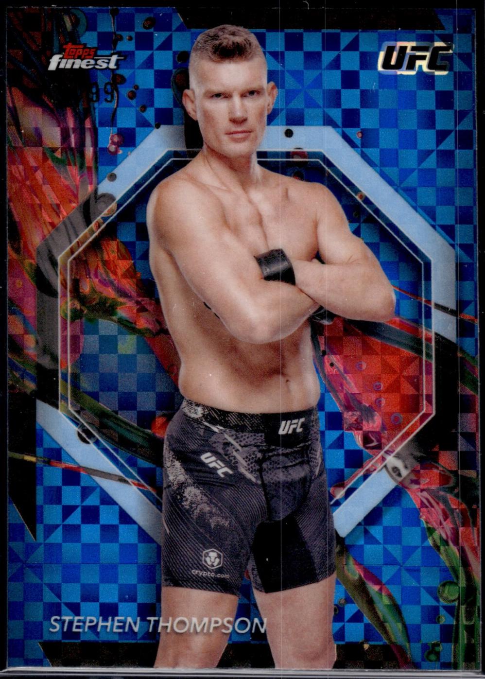 Stephen Thompson 2024 Topps Finest UFC Base Common #19 Blue Checkerboard Refractor