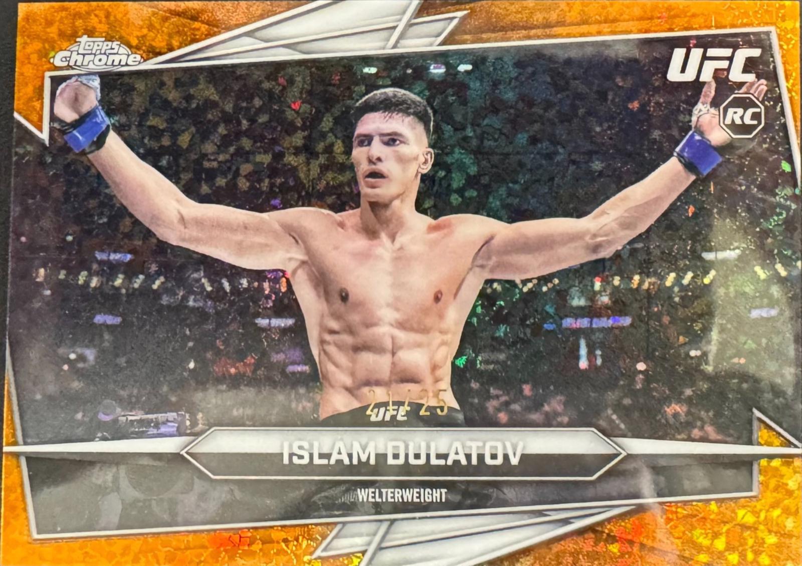 Islam Dulatov 2026 Topps Chrome UFC Base #24 Orange Mini Diamonds Refractor
