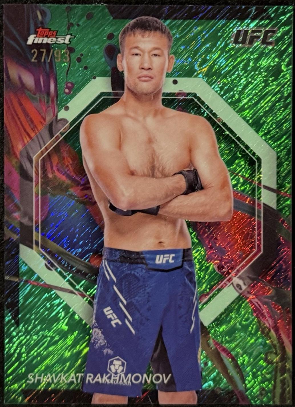 Shavkat Rakhmonov 2024 Topps Finest UFC Base Common #69 Green Shimmer Refractor