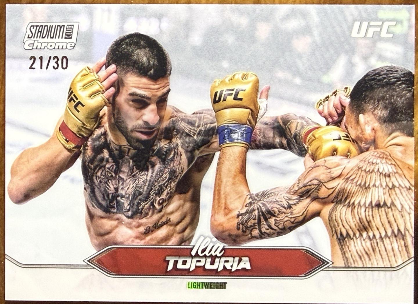 Ilia Topuria 2025 Topps Stadium Club UFC Base Chrome #C-23 Pearl White Refractor