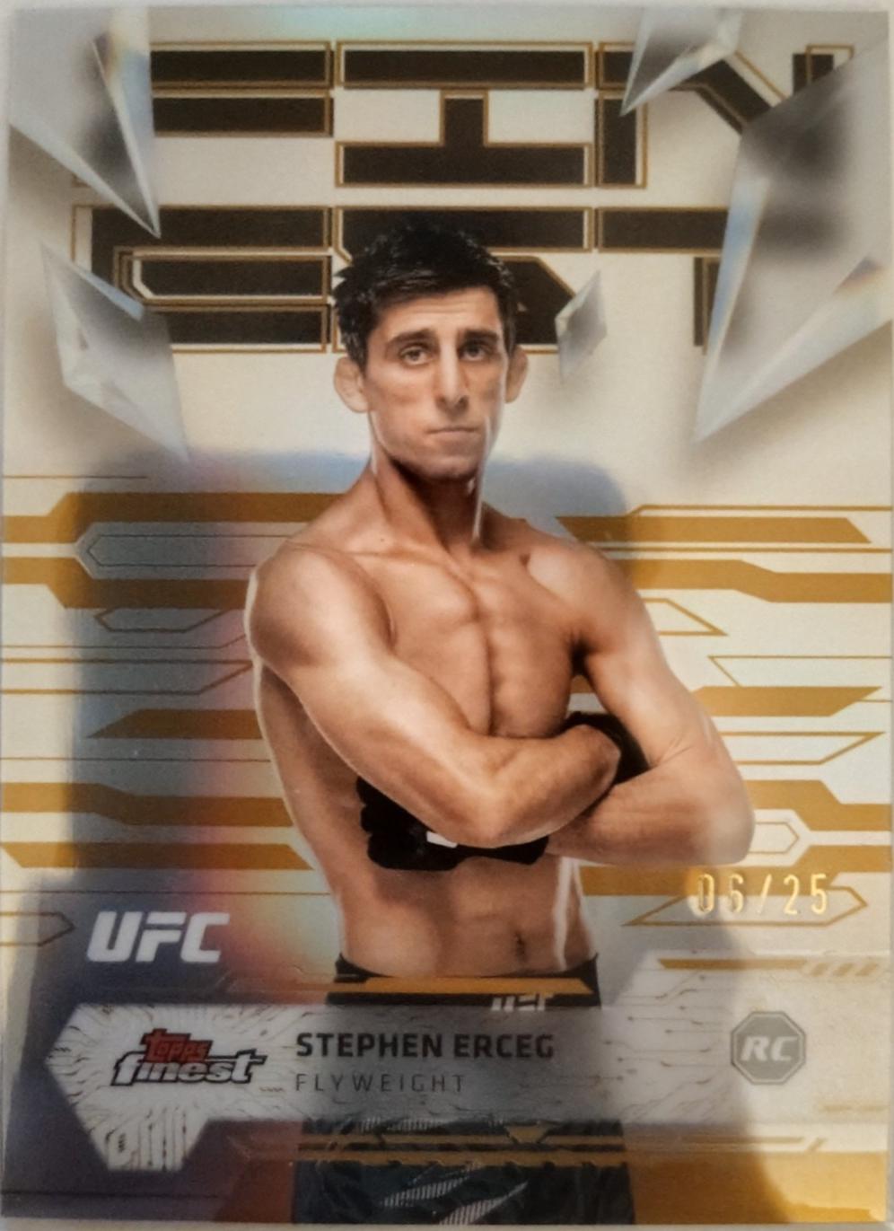 Stephen Erceg 2025 Topps Finest UFC Base Uncommon #130 Gold Refractor