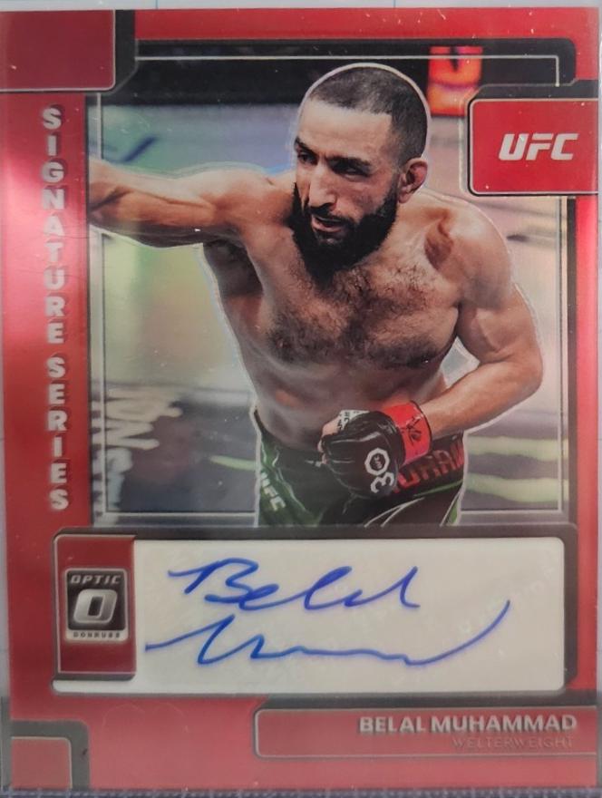 Belal Muhammad 2023 Panini Donruss Optic UFC Signature Series #1 White Sparkle