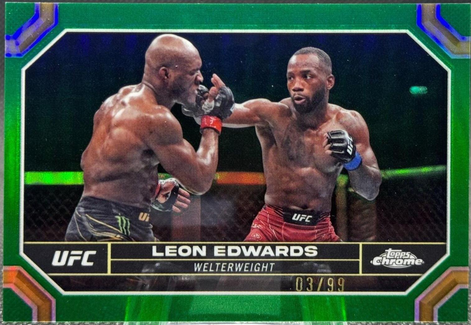 Leon Edwards 2024 Topps Chrome UFC Base #115 Green Refractor