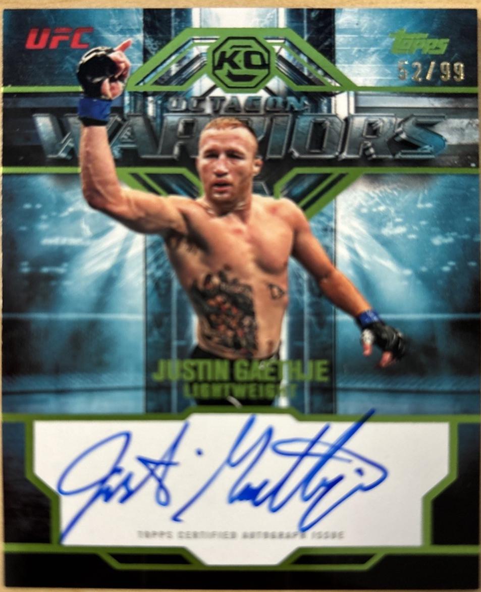 Justin Gaethje 2026 Topps Knockout UFC Octagon Warriors #OWS-JG Lime Green