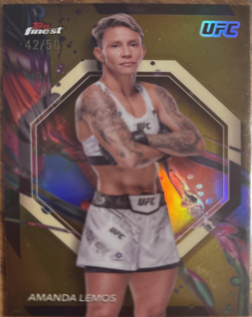 Amanda Lemos 2024 Topps Finest UFC Base Common #62 Gold Refractor