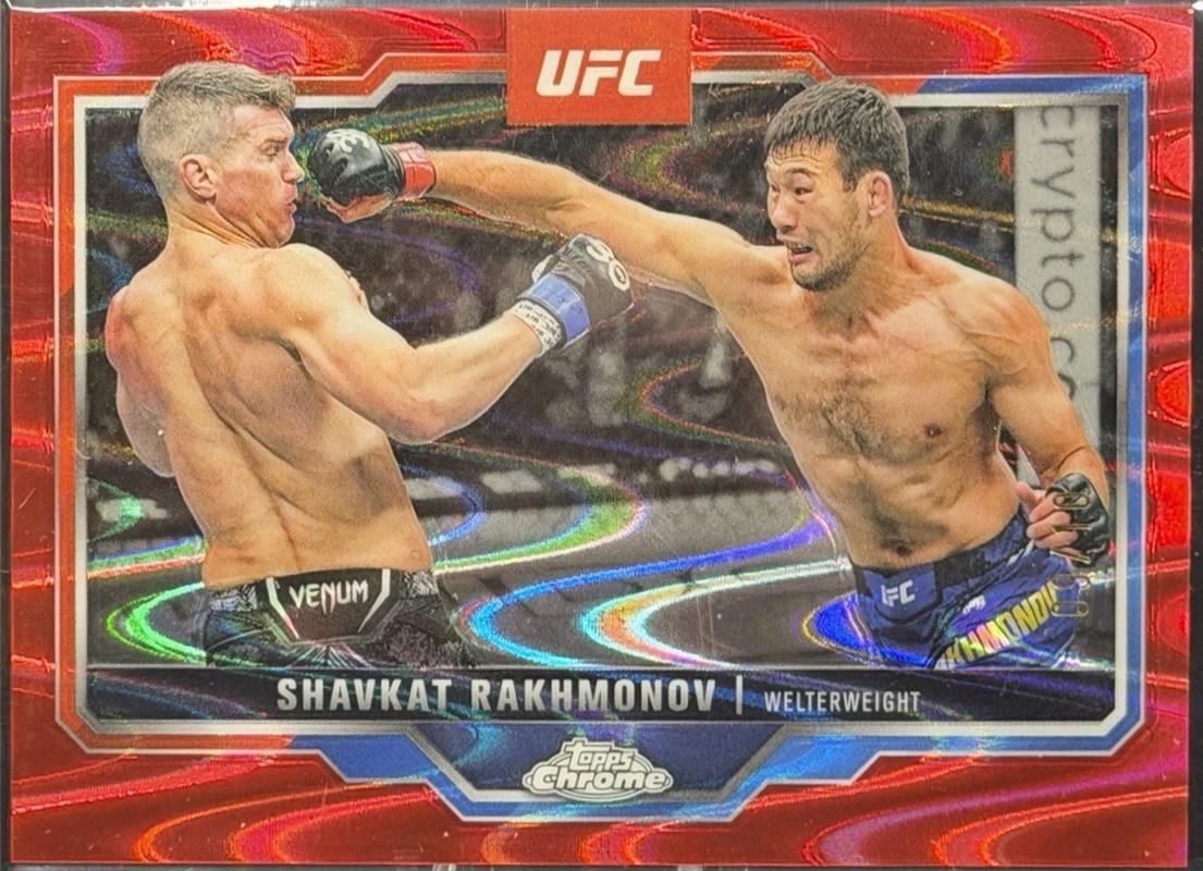 Shavkat Rakhmonov 2025 Topps Chrome UFC Base #125 Red Geometric Refractor