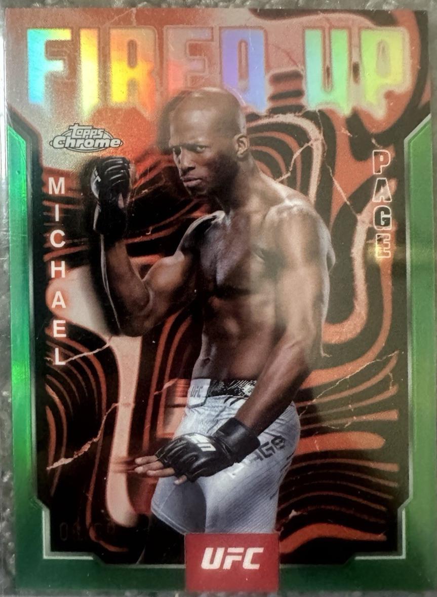 Michael Page 2025 Topps Chrome UFC Fired Up #FUP-5 Green Refractor