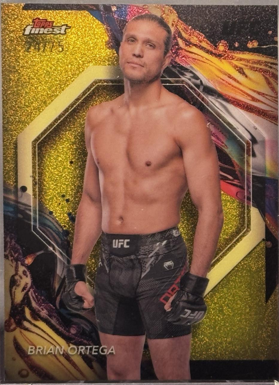 Brian Ortega 2024 Topps Finest UFC Base Uncommon #177 Yellow Glitter Refractor