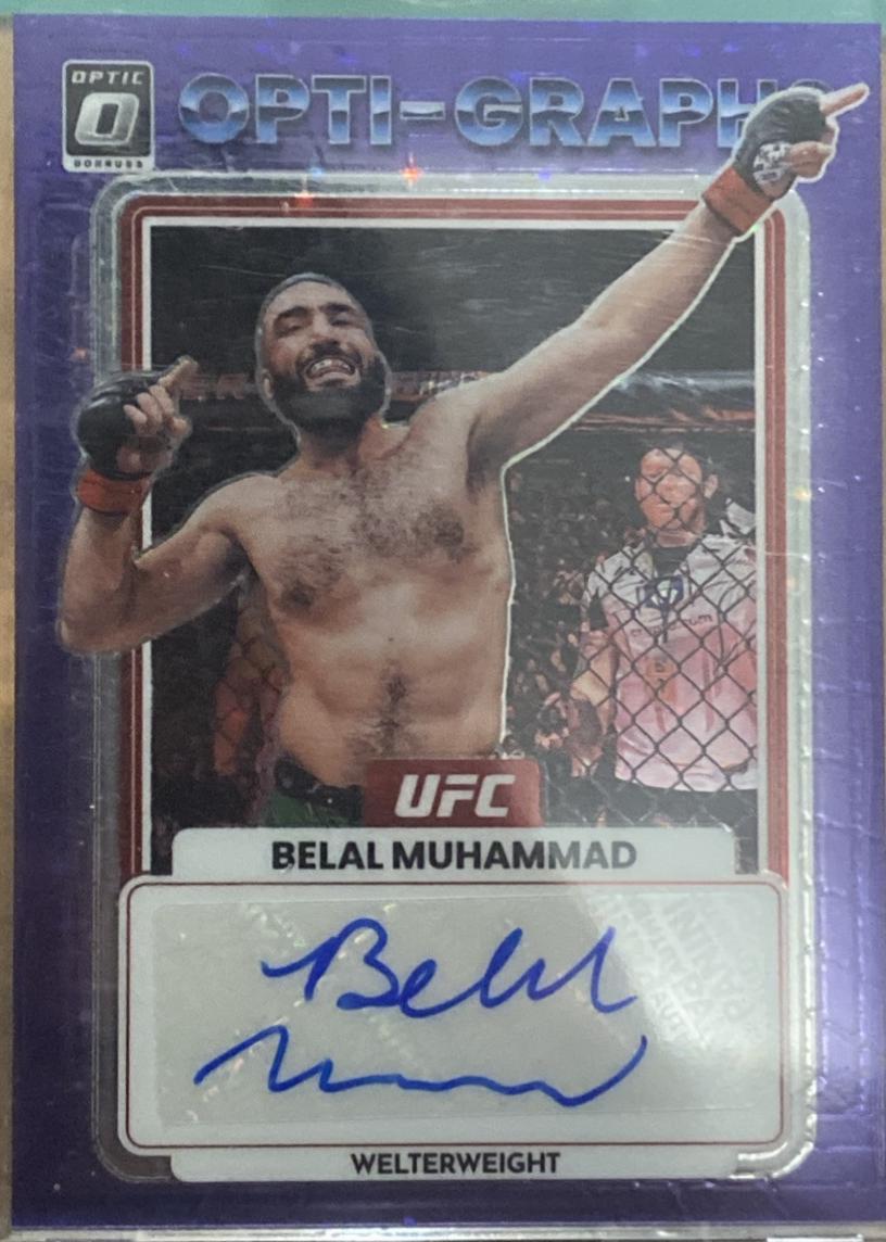 Belal Muhammad 2023 Panini Donruss Optic UFC Opti-Graphs #16 Gold Autograph