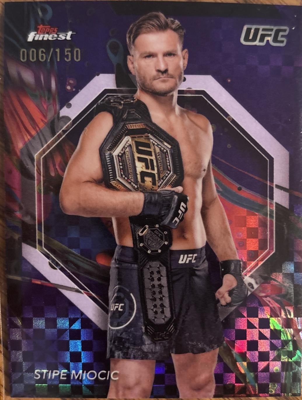 Stipe Miocic 2024 Topps Finest UFC Base Common #7 Purple Checkerboard Refractor