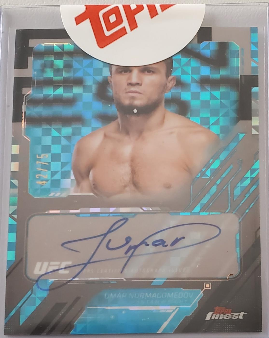 Umar Nurmagomedov 2025 Topps Finest UFC The Finest #TFA-UN Blue Checkerboard Refractor
