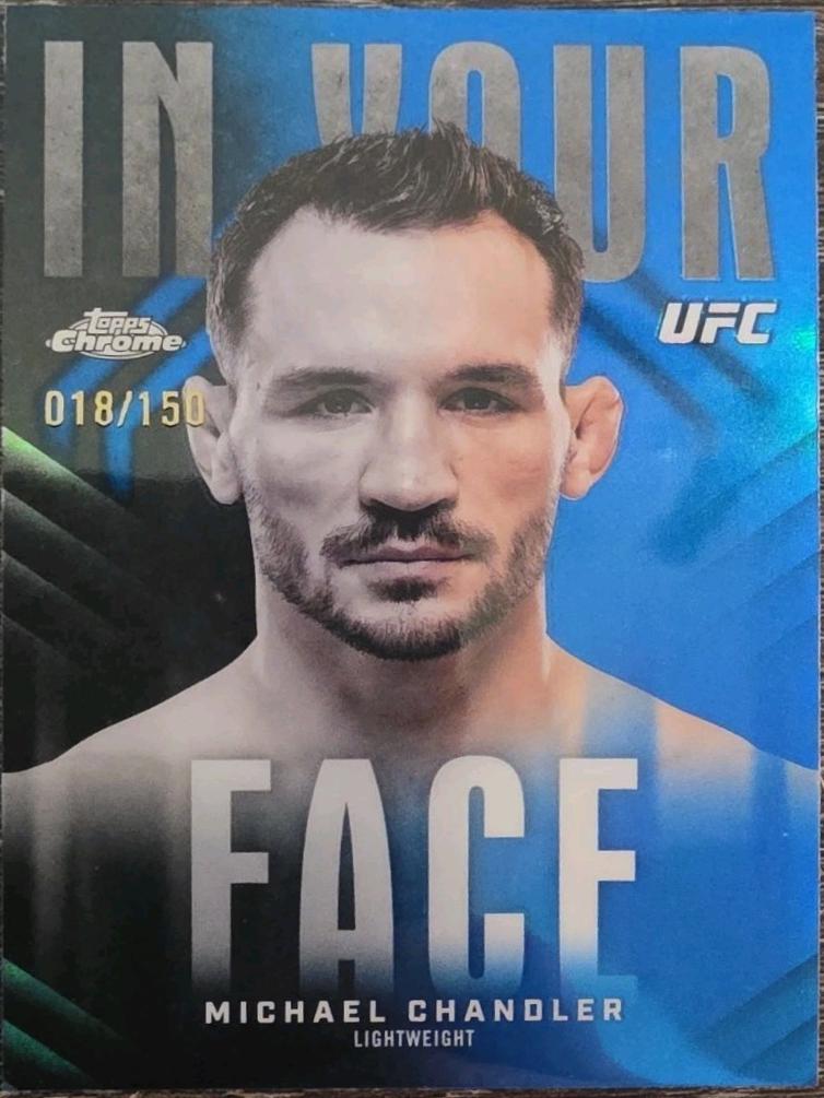 Michael Chandler 2026 Topps Chrome UFC In Your Face #IYF-4 Blue Refractor