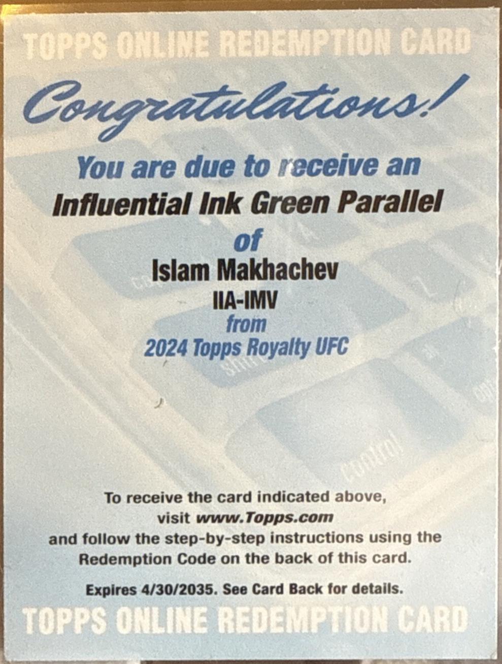 Islam Makhachev 2024 Topps Royalty UFC Influential Ink #IIA-IMV Green