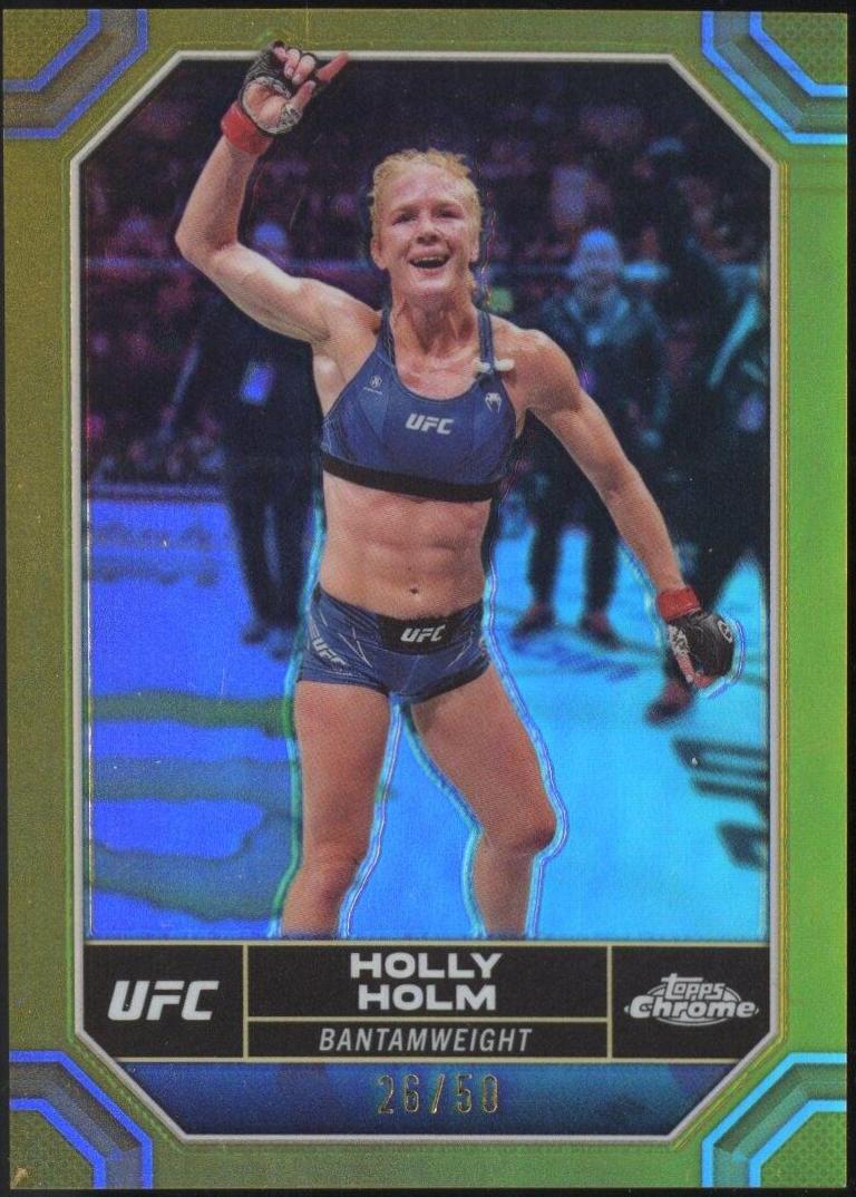 Holly Holm 2024 Topps Chrome UFC Base #74 Gold Refractor