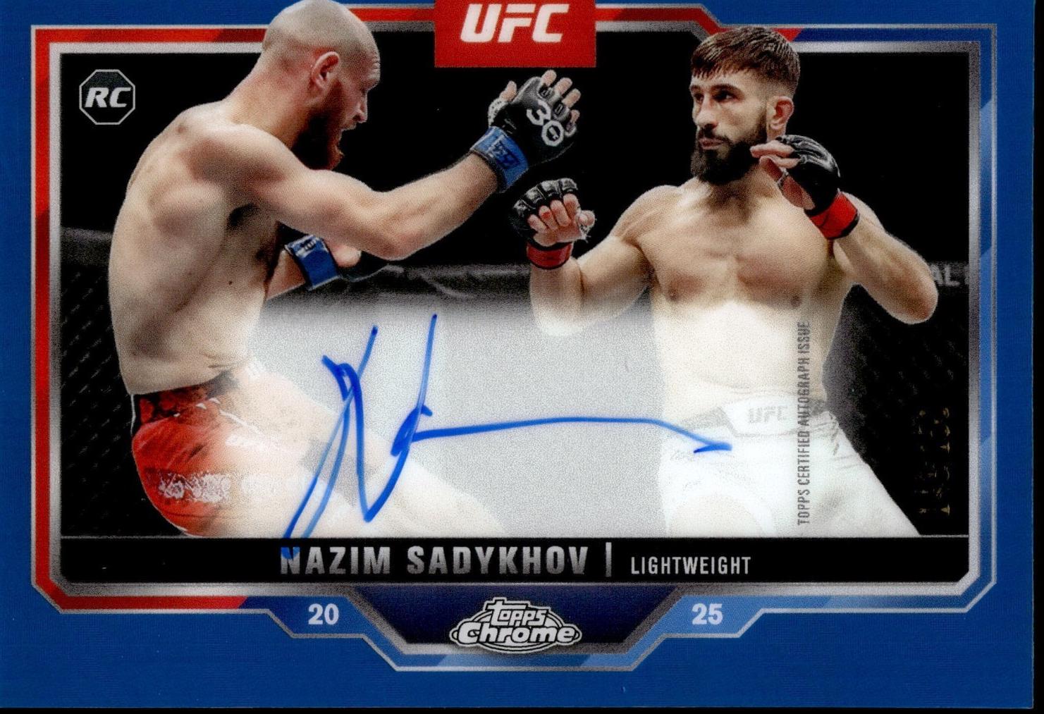 Nazim Sadykhov 2025 Topps Chrome UFC Chrome Rookie Autographs #CRA-NS Blue Refractor