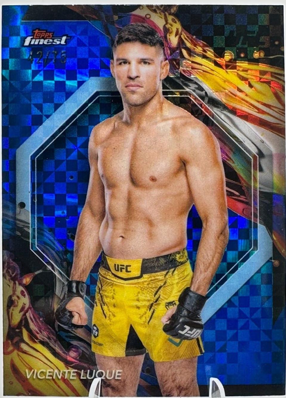 Vicente Luque 2024 Topps Finest UFC Base Uncommon #133 Blue Checkerboard Refractor