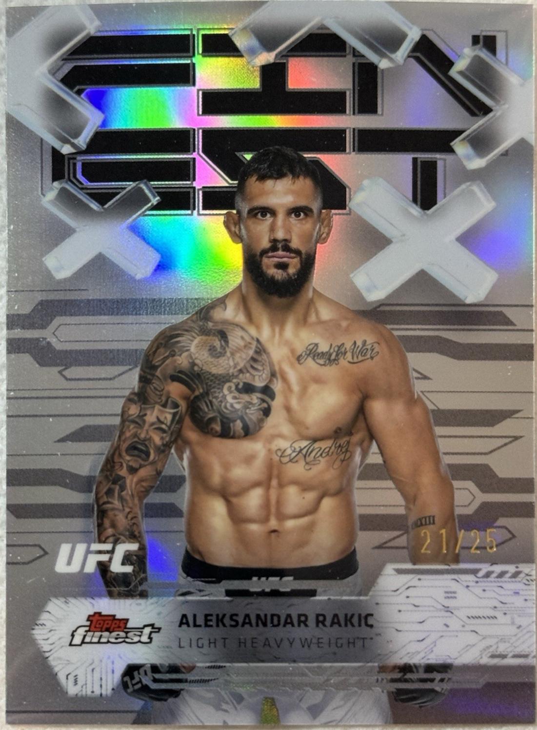 Aleksandar Rakic 2025 Topps Finest UFC Base Common #62 Black Refractor