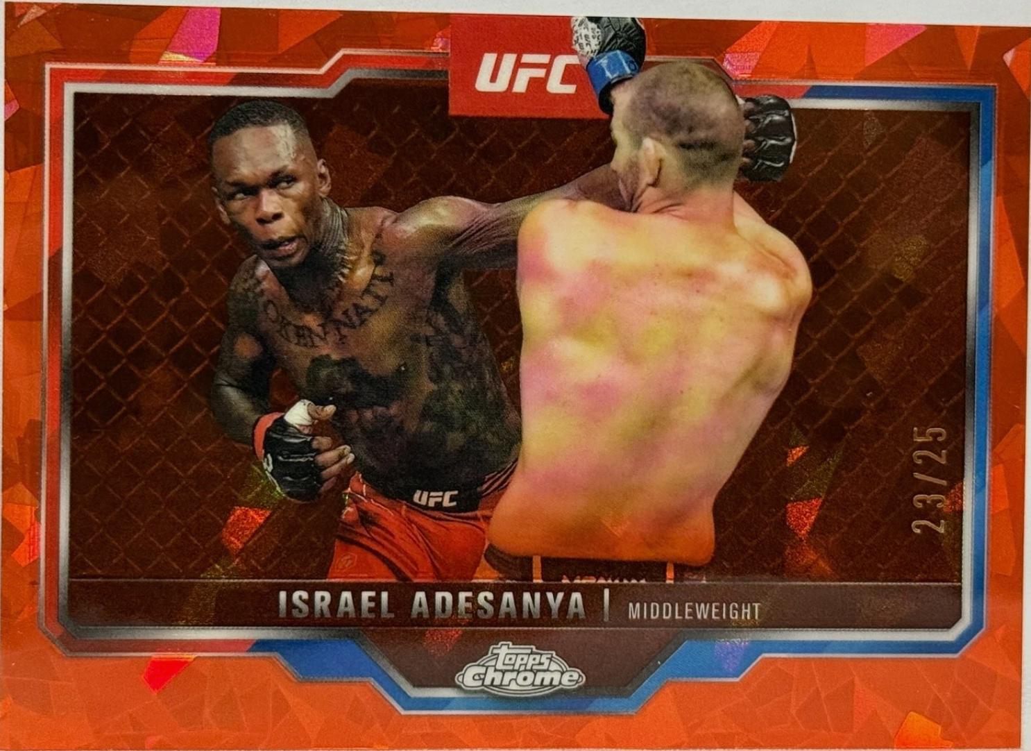 Israel Adesanya 2025 Topps Chrome Sapphire UFC Base Sapphire #3 Orange Sapphire