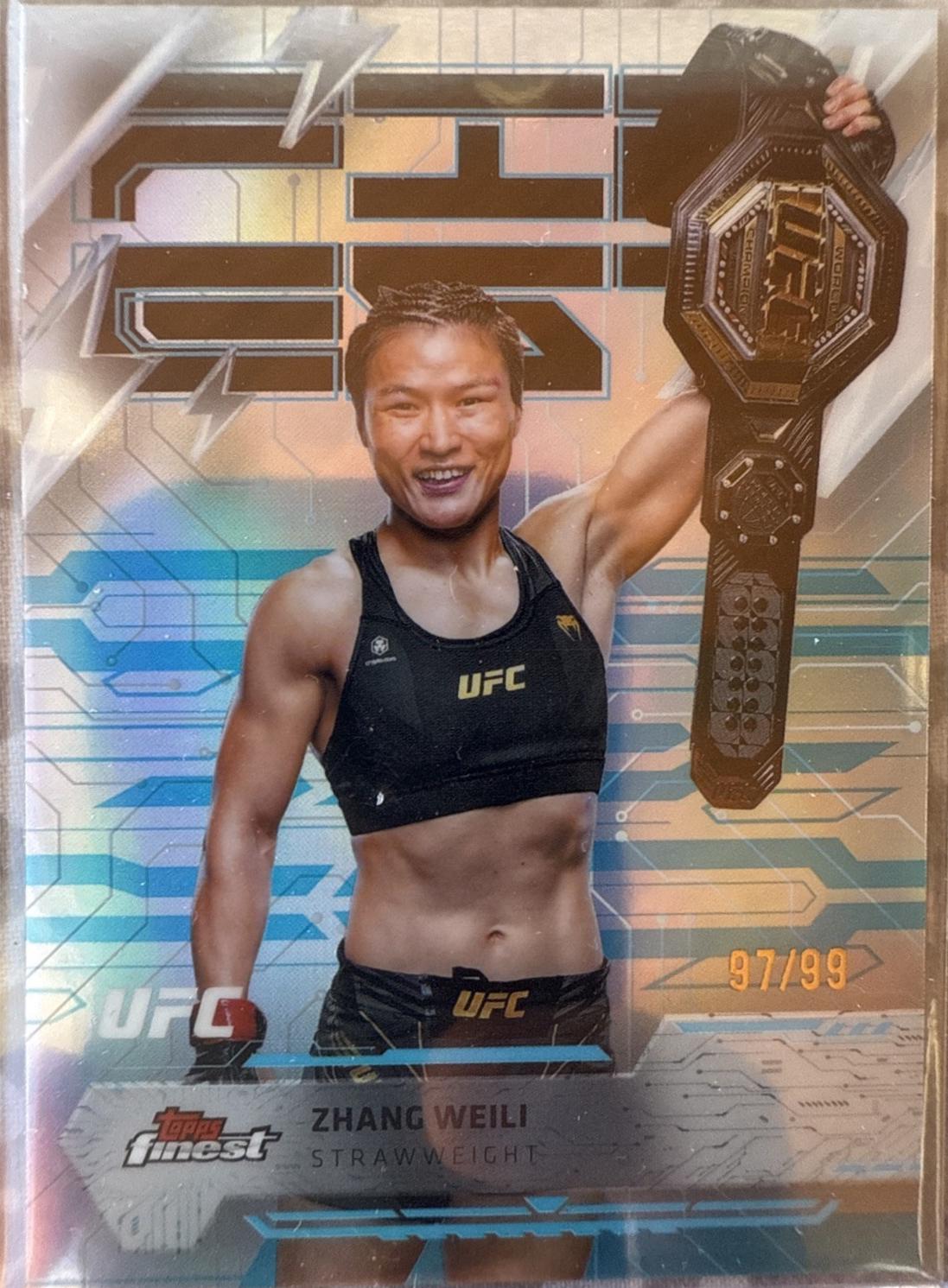 Zhang Weili 2025 Topps Finest UFC Base Rare #233 Blue Refractor