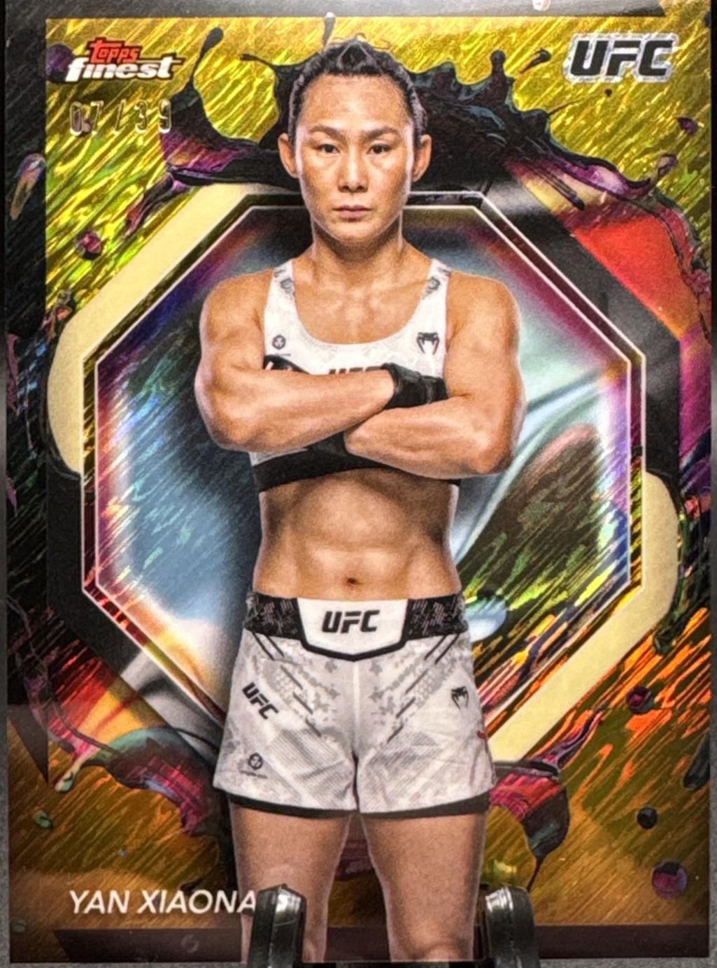Yan Xiaonan 2024 Topps Finest UFC Base Rare #242 Gold Shimmer Refractor