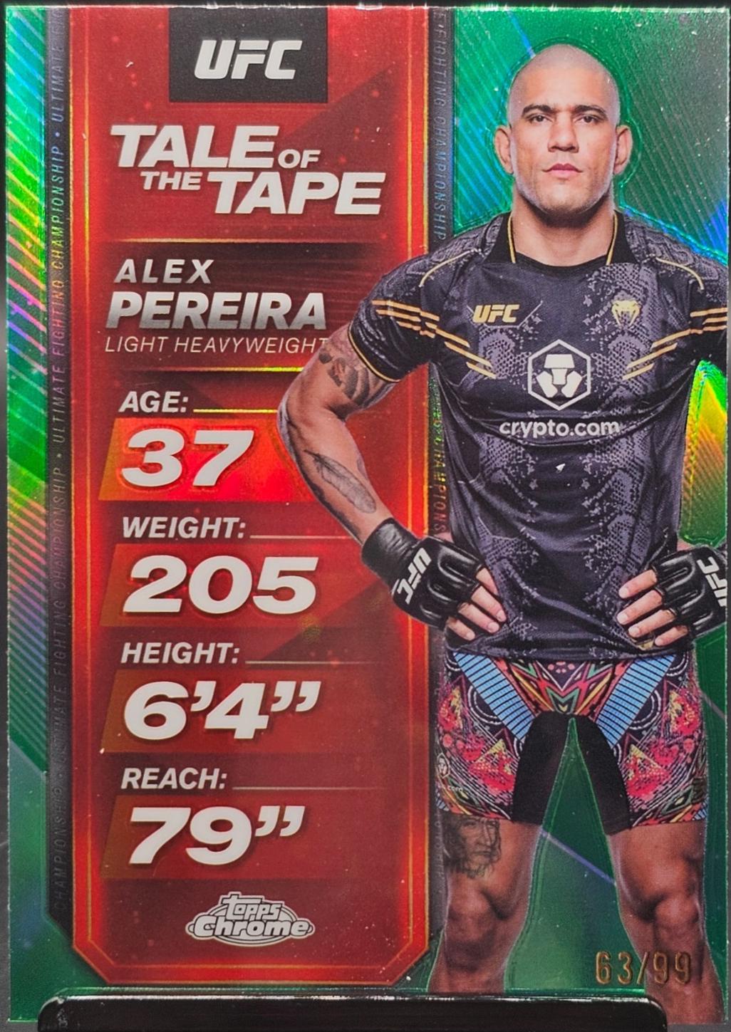 Alex Pereira 2025 Topps Chrome UFC Tale of the Tape #TTT-9 Green Refractor