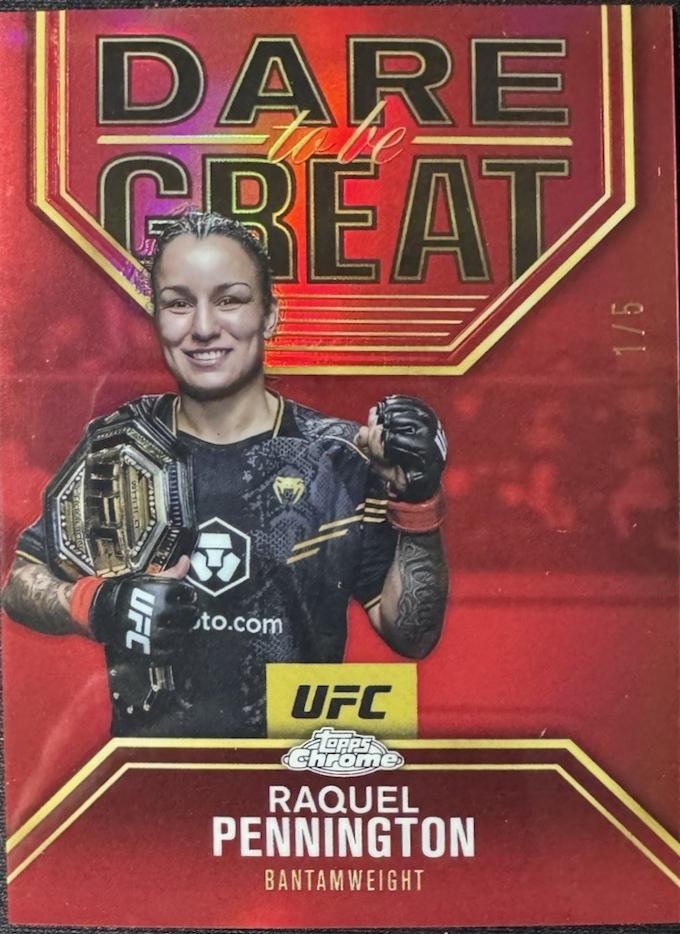 Raquel Pennington 2025 Topps Chrome UFC Dare to Be Great #DBG-8 Red Refractor