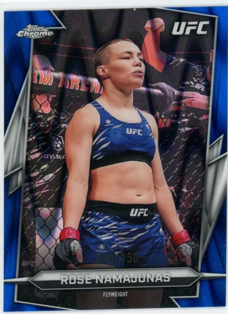 Rose Namajunas 2026 Topps Chrome UFC Base #87 Blue Ray Wave Refractor