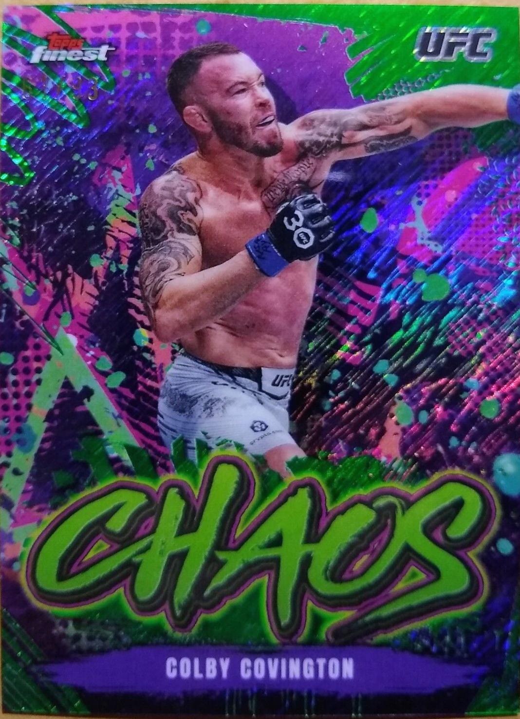 Colby Covington 2024 Topps Finest UFC Chaos #CHA-4 Green Shimmer Refractor