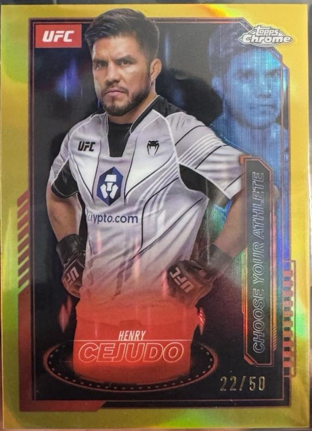 Henry Cejudo 2025 Topps Chrome UFC Mission Control #MCL-11 Gold Refractor