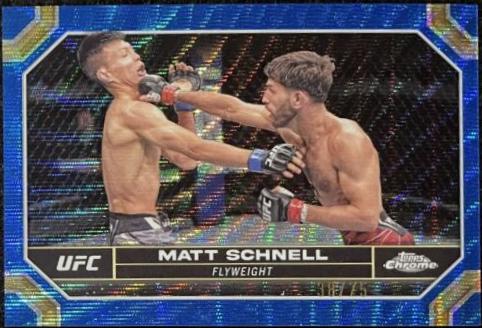 Matt Schnell 2024 Topps Chrome UFC Base #129 Blue Wave Refractor
