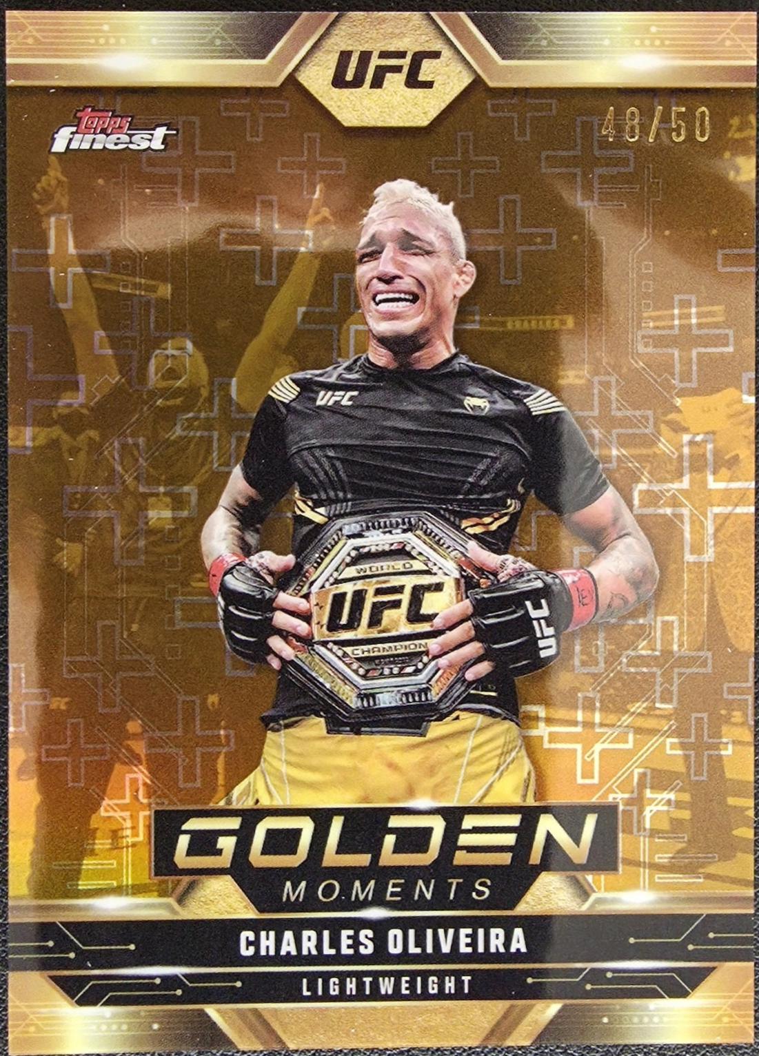 Charles Oliveira 2025 Topps Finest UFC Golden Moments #GM-2 Gold Refractor