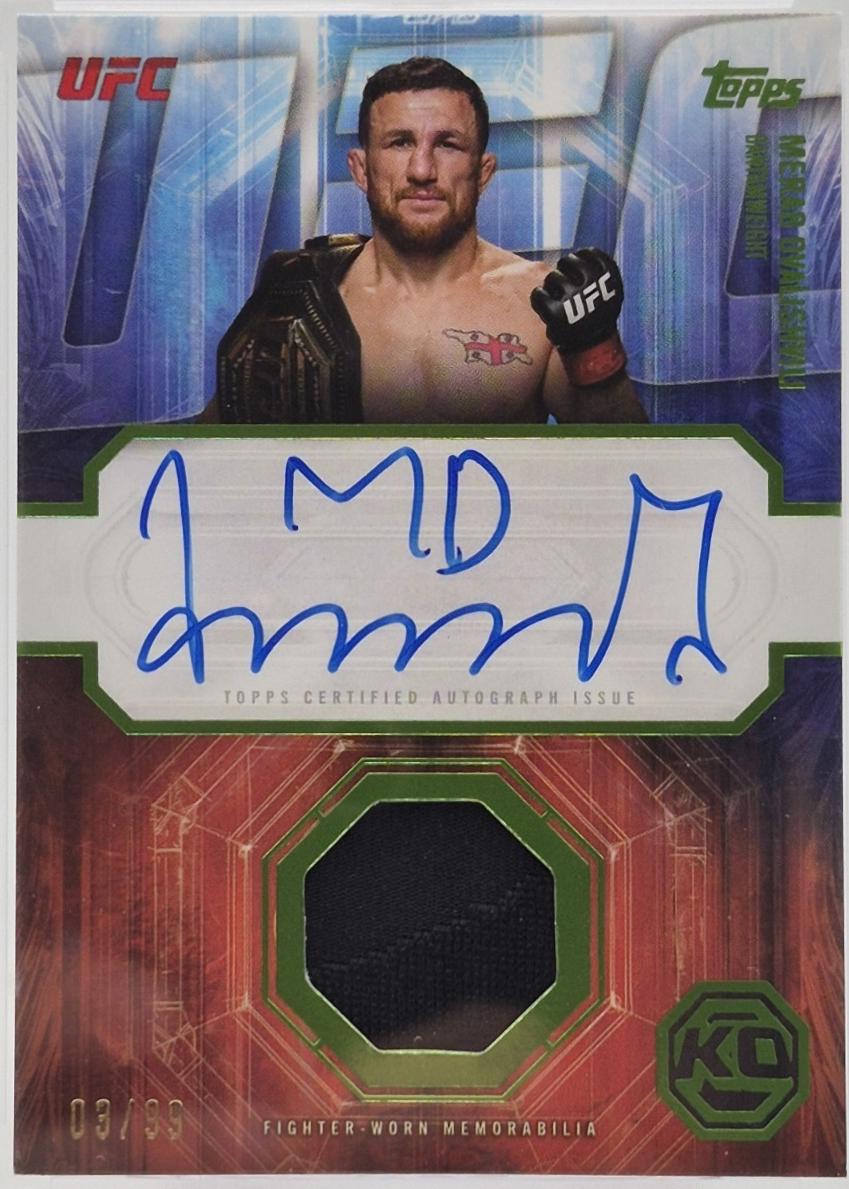 Merab Dvalishvili 2026 Topps Knockout UFC Knockout Autograph Relics #KAR-MD Lime Green