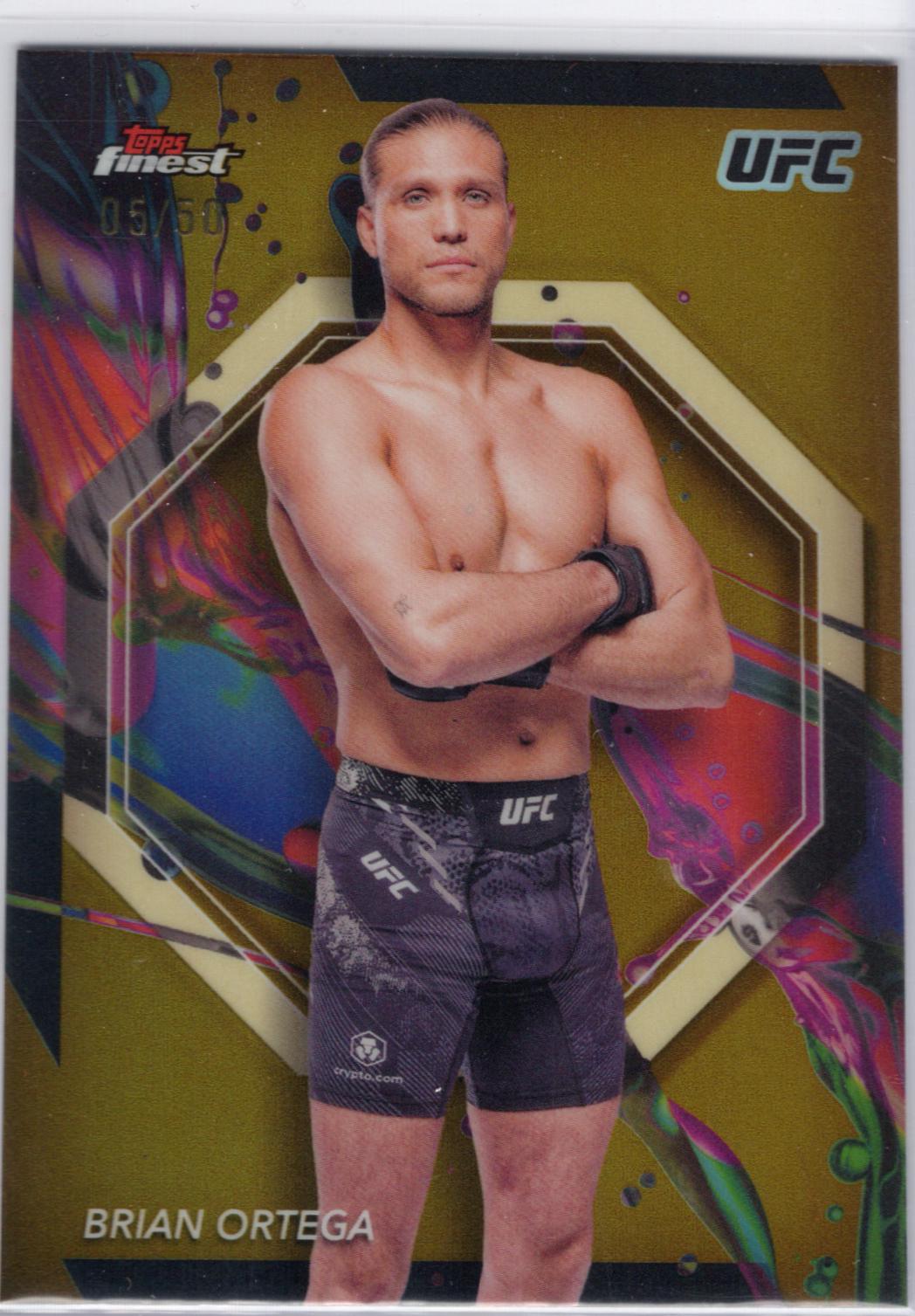 Brian Ortega 2024 Topps Finest UFC Base Common #44 Gold Refractor